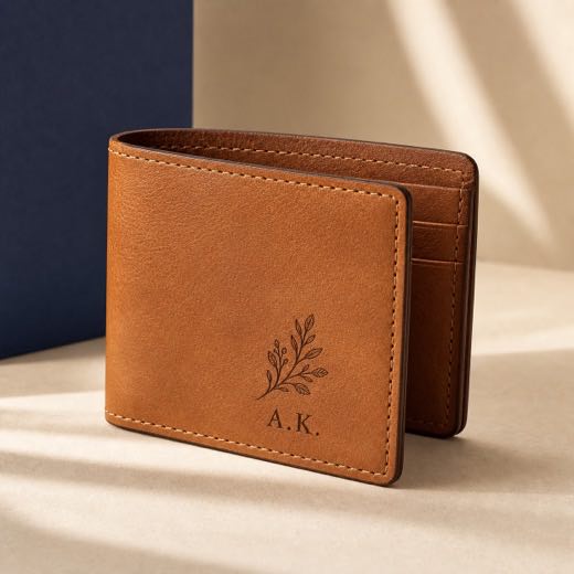 An engraved leather wallet
